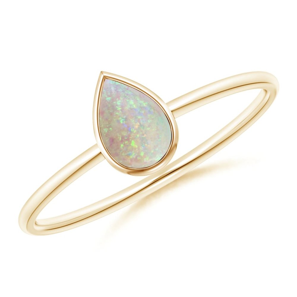 Pear-Shaped Opal Solitaire Ring In 14k Gold